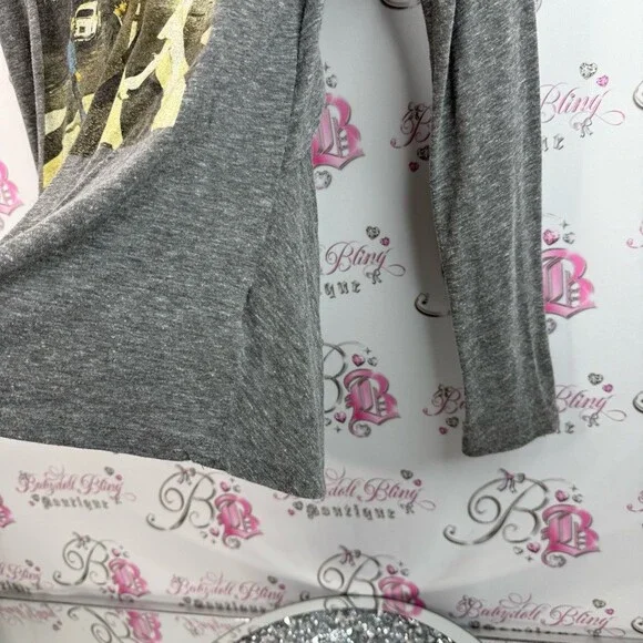 The Beatles long sleeve open back band tee grey Heather Gray Graphic Tee - Picture 8 of 13